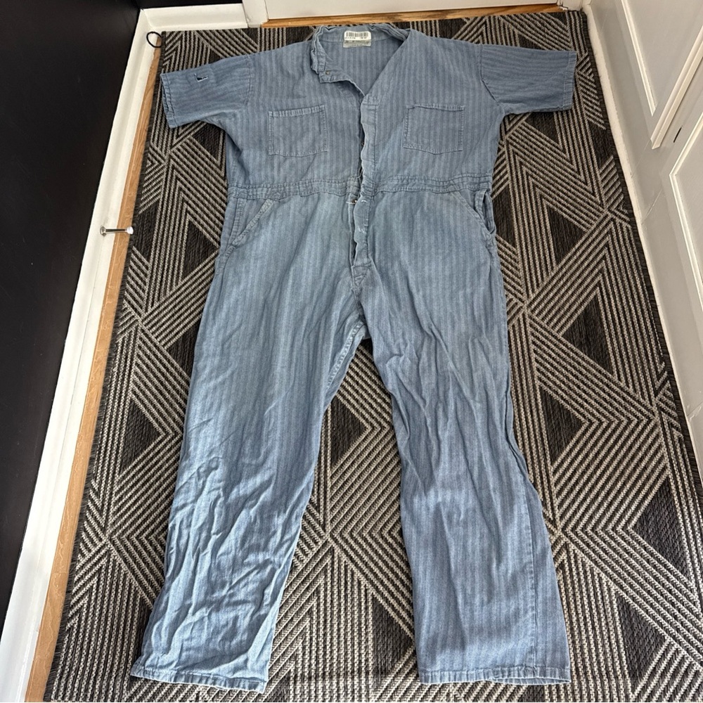 Vintage Universal Overall Chicago Coveralls Size 60 Herringbone Jumpsuit S/S